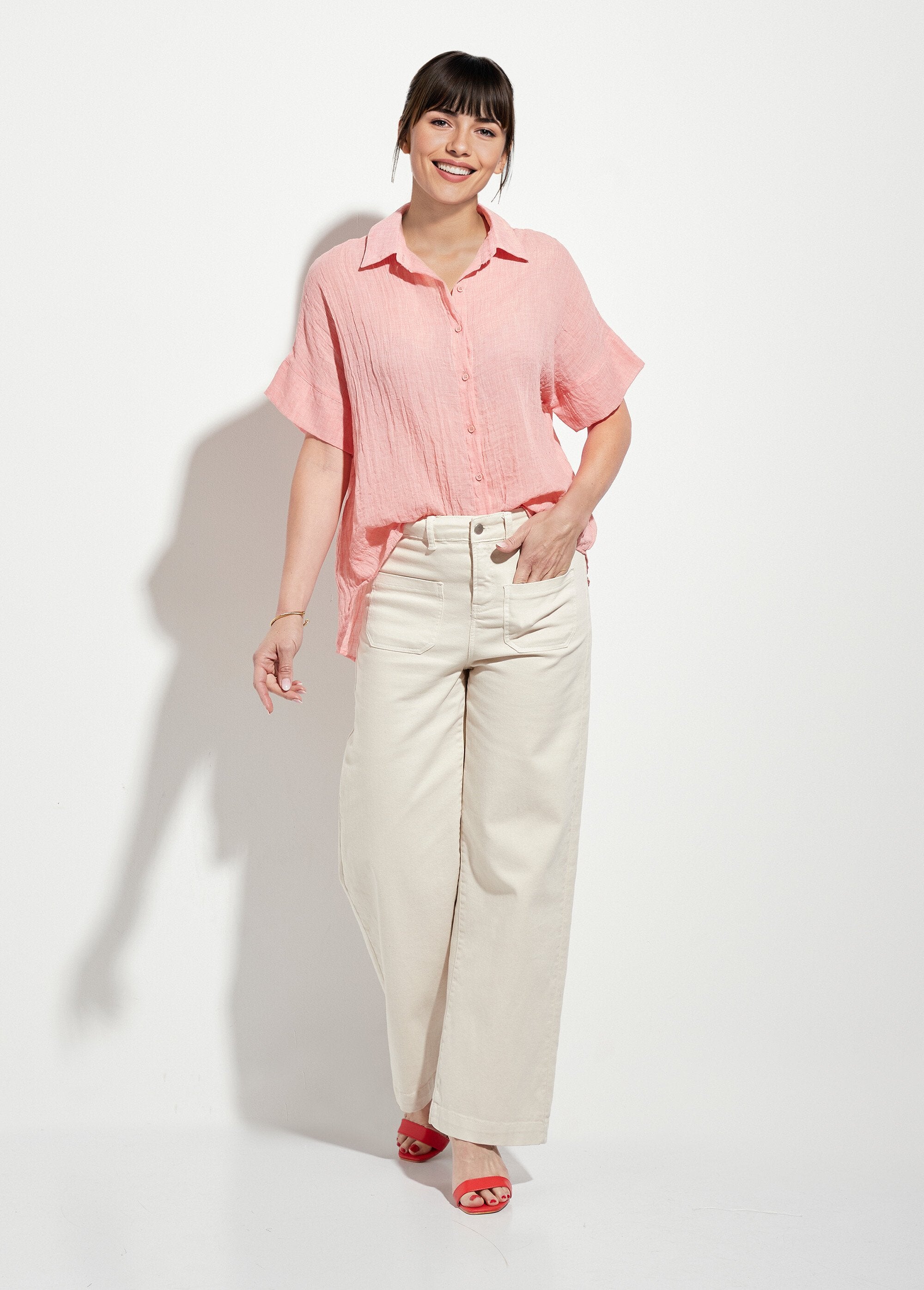 Short-sleeved_wrinkled_voile_blouse_Coral_SF1_slim