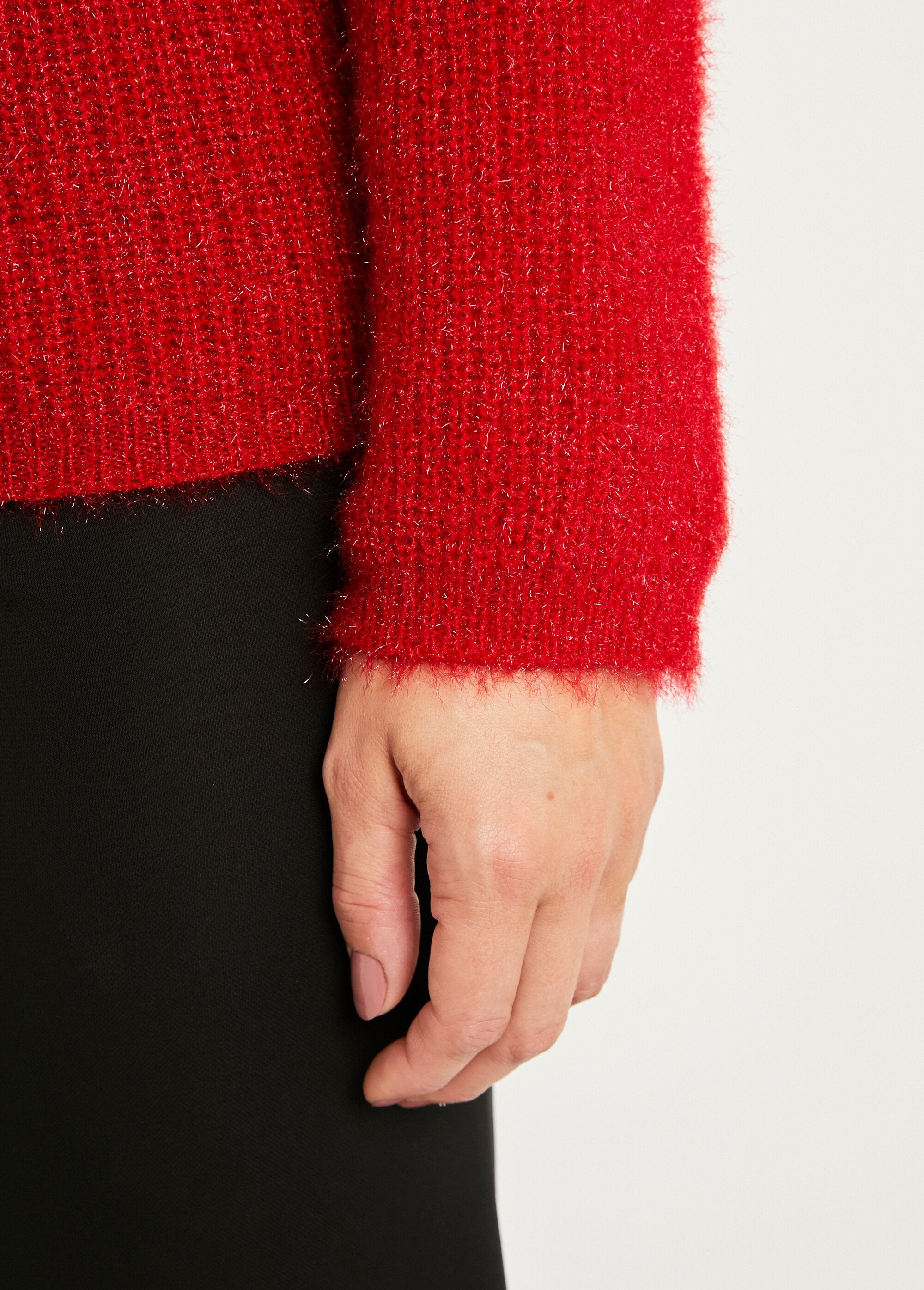 Soft_hairy_knit_sweater_with_openwork_pearl_round_neck_Red_DE3_slim