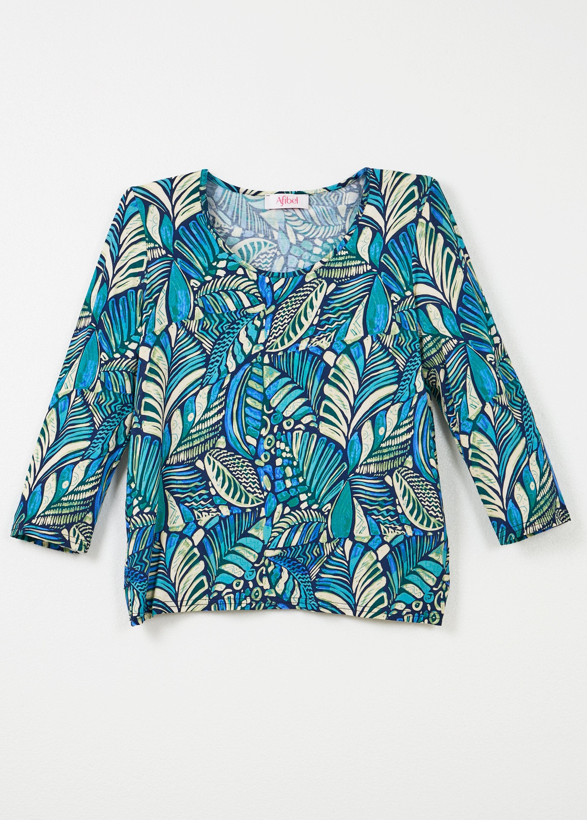 Patchwork_print_round_neck_T-shirt_Blue_and_green_AP1_slim