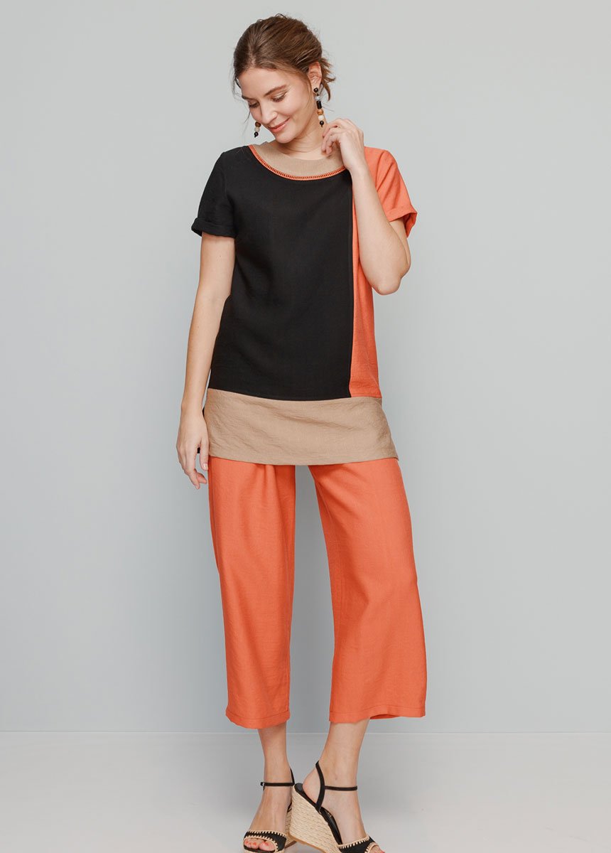 Linen-effect_fabric_tunic_Black_and_brick_SF1_slim