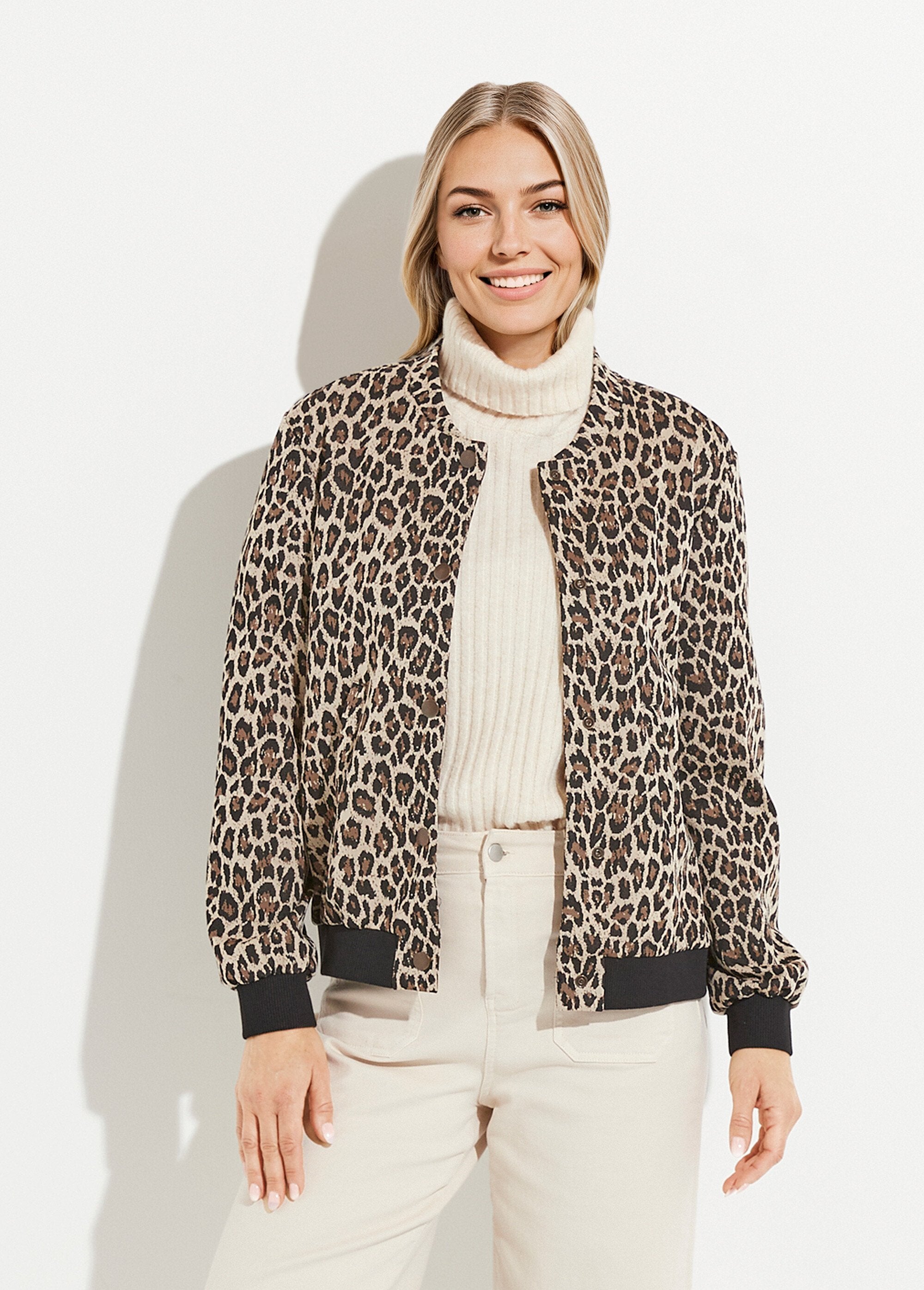 Blouson_pressionné_imprimé_peau_de_bête_esprit_bomber_Beige_et_noir_FA1_slim