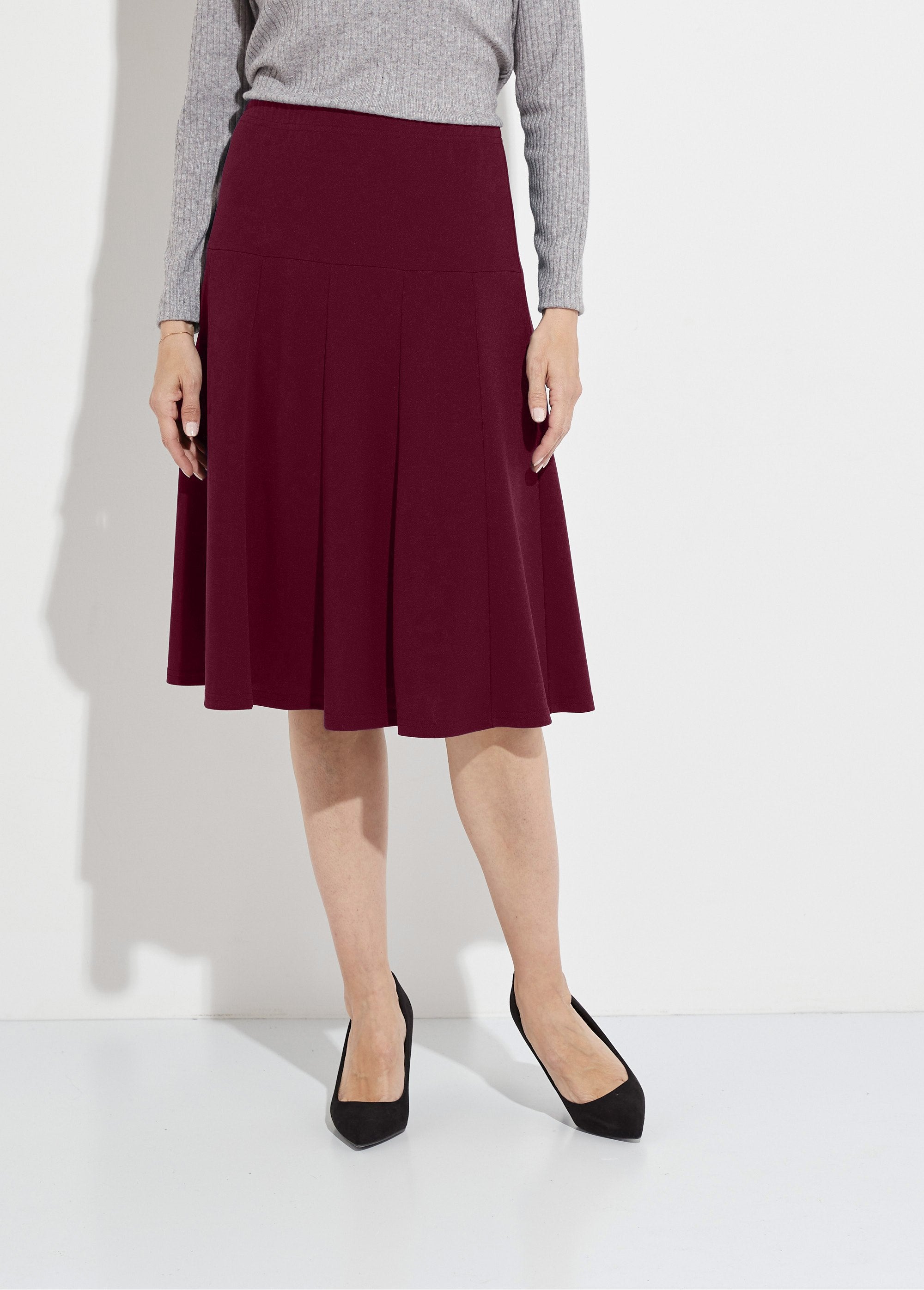 Plain_mid-length_flared_skirt_with_elasticated_waist_Bordeaux_FA1_slim
