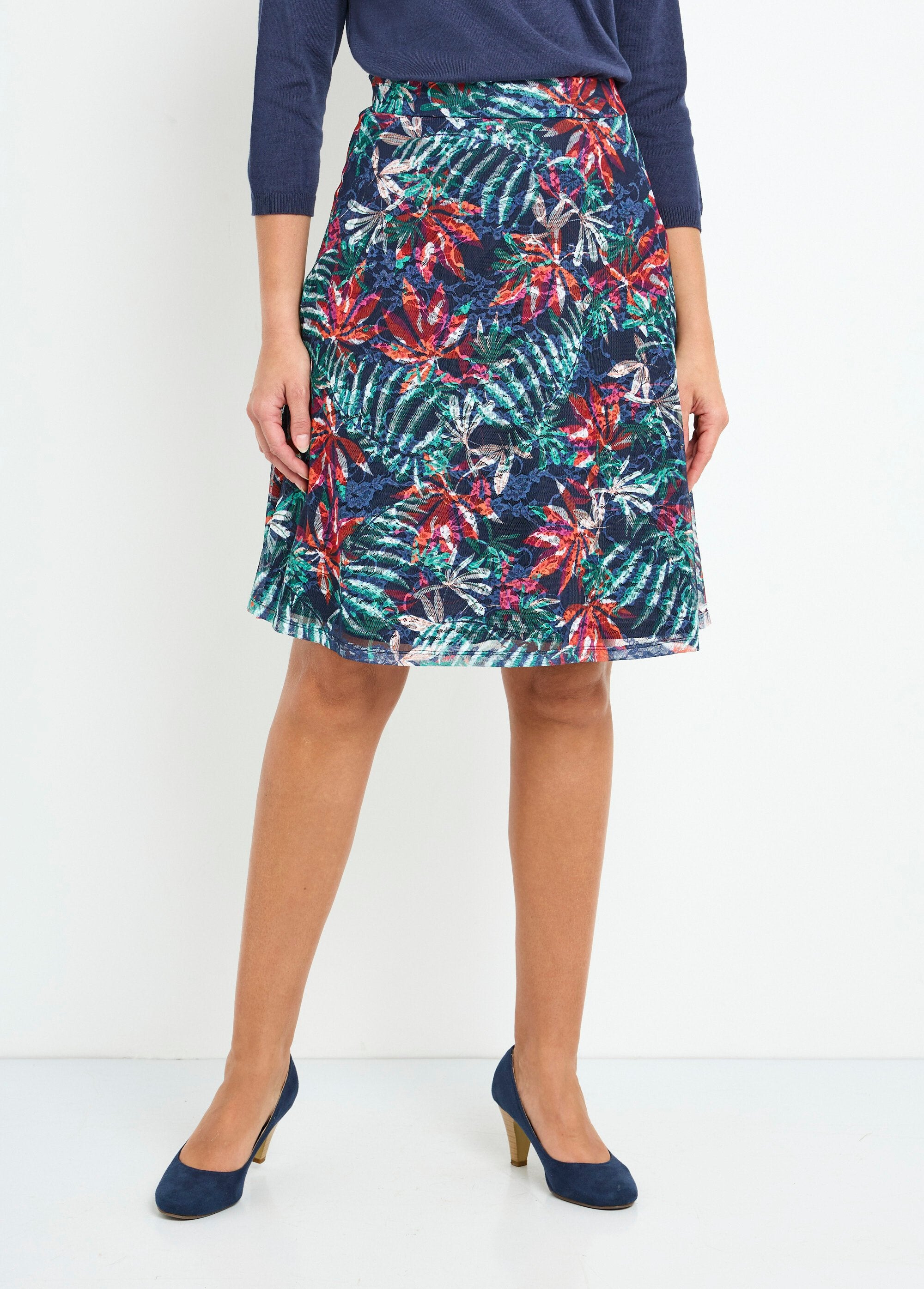 Printed_lace-knit_mid-length_flared_skirt_Marine_et_orange_FA1_slim
