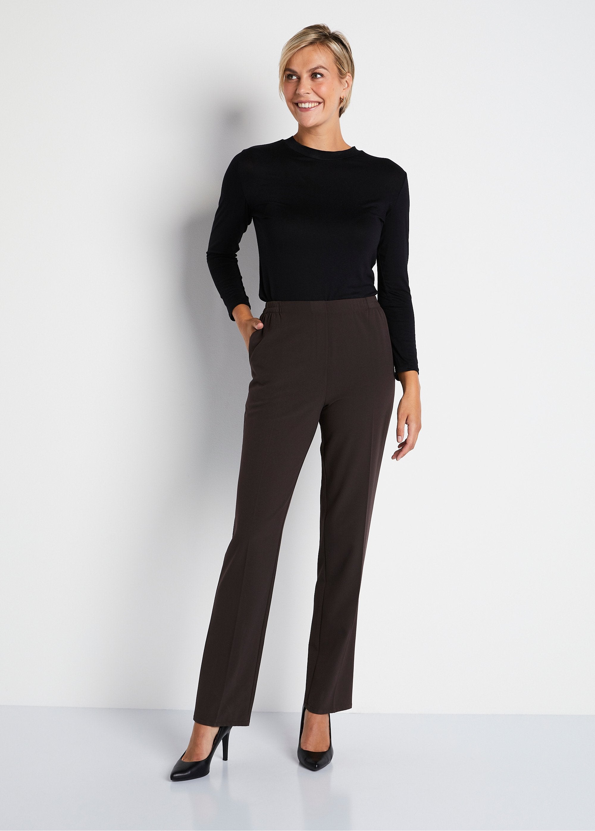 Straight_pants_with_semi-elasticated_waist_Brown_SF1_slim