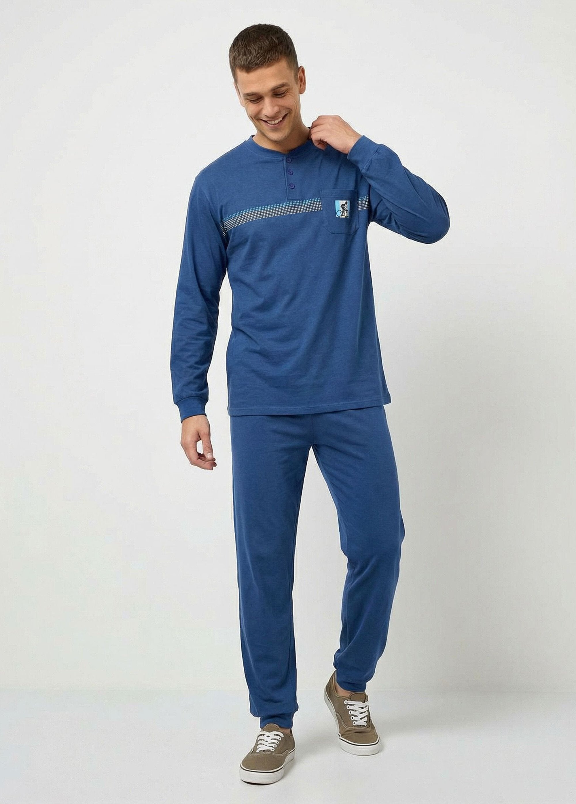Pyjamas_with_Tunisian_collar,_cotton_jersey,_elasticated_bottoms_Blue_FA1_slim