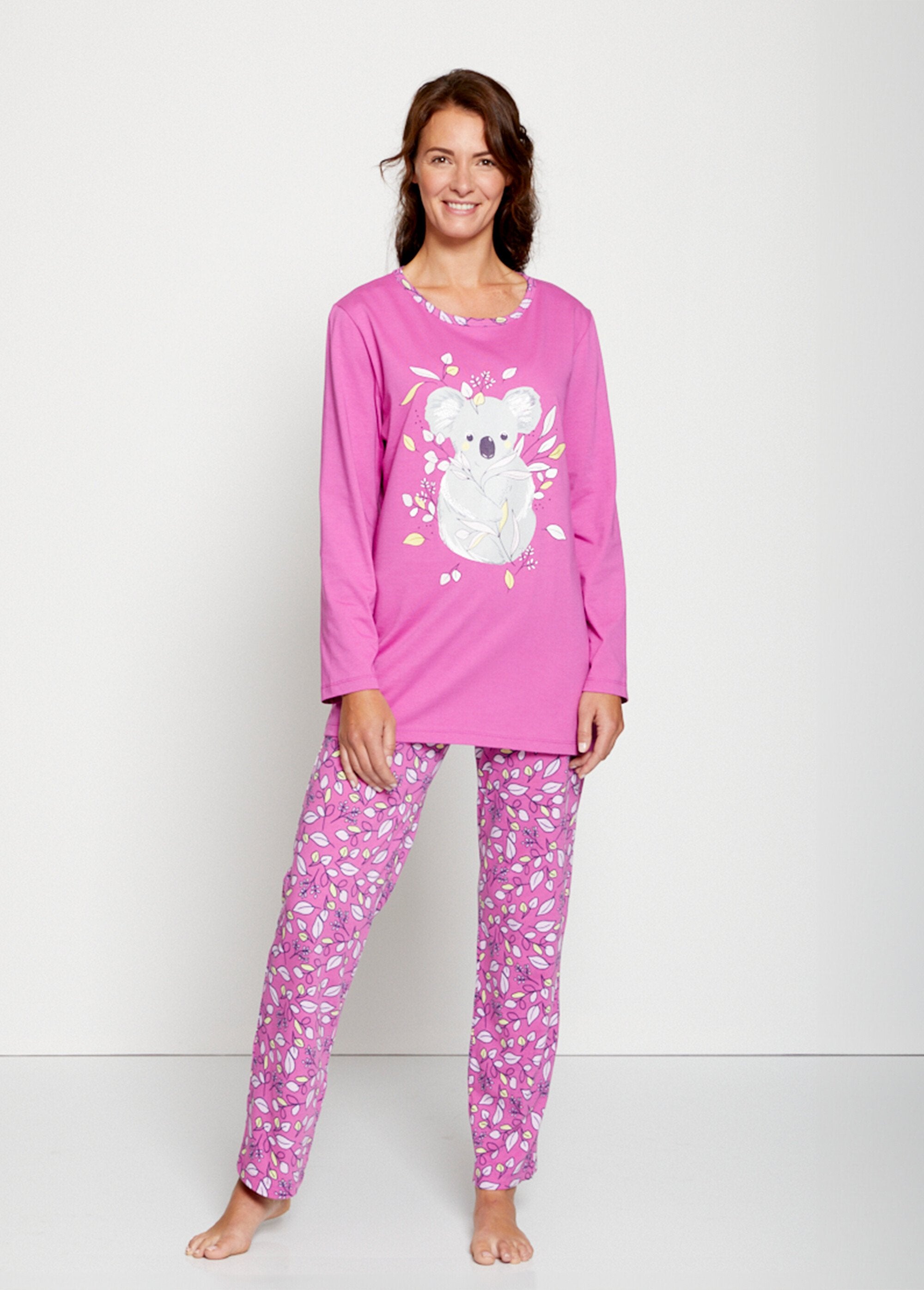 Koala_pattern_printed_cotton_pajamas_Pink_FA1_slim