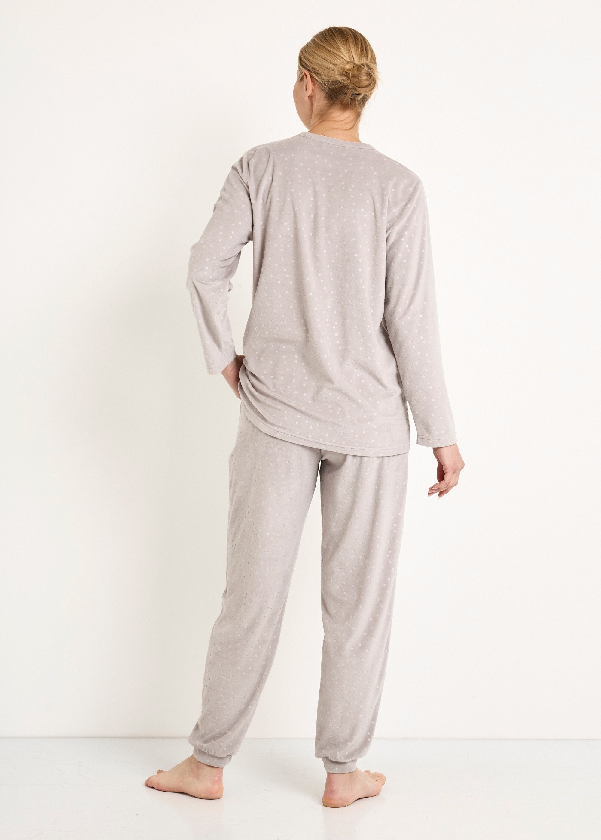 Pyjama_pantalon_col_rond_velours_embossé_pois_Gris_DO1_slim