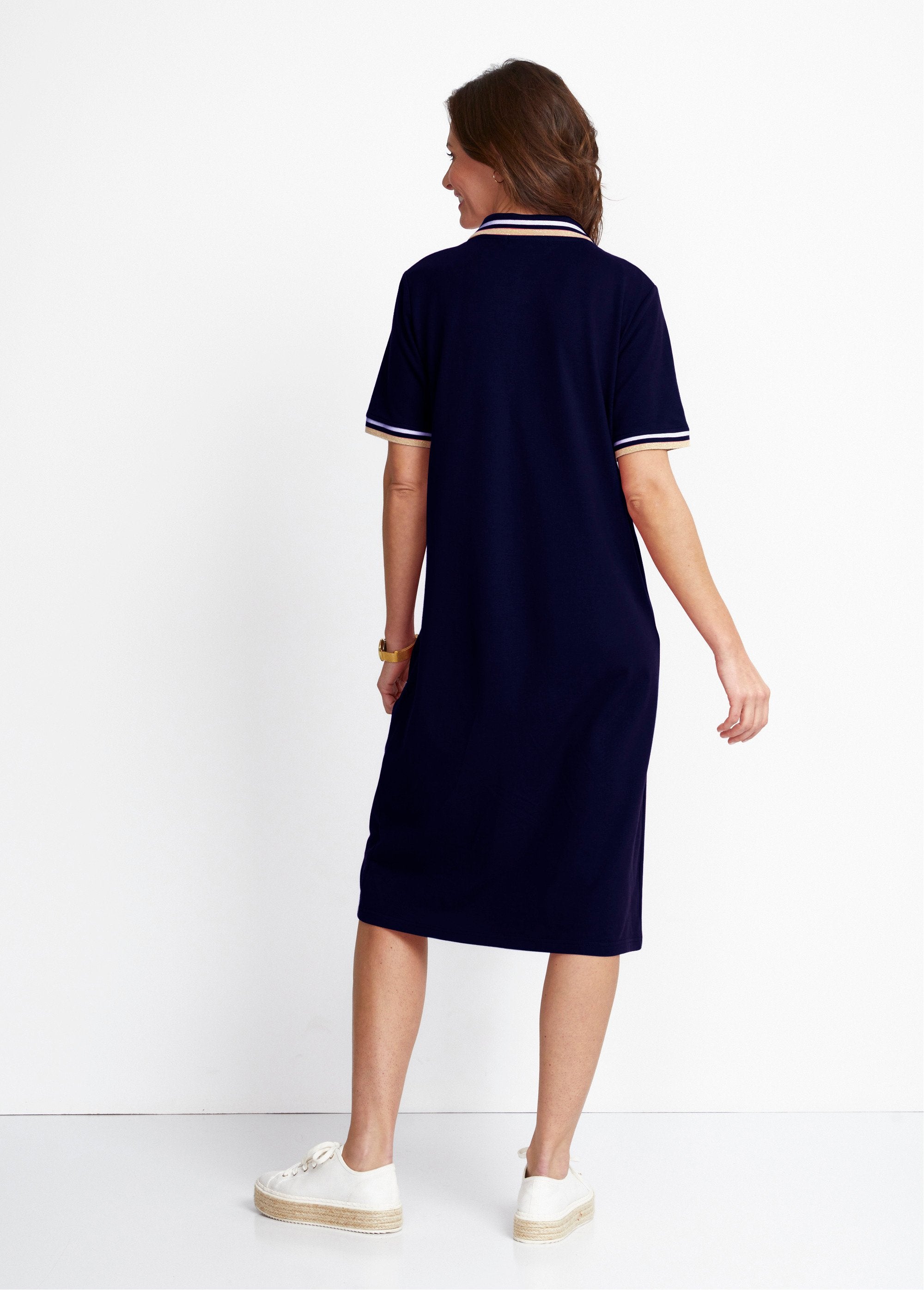 Pique_knit_polo_neck_dress_Marine_DO1_slim