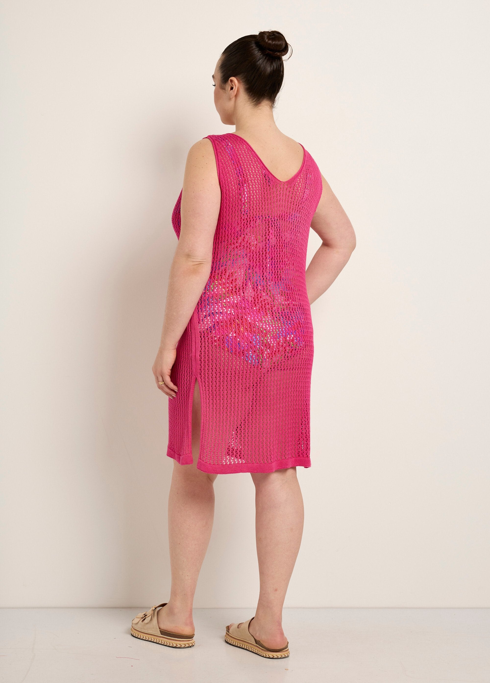 Robe_de_plage_sans_manches_en_maille_Fuchsia_DO1_curvy