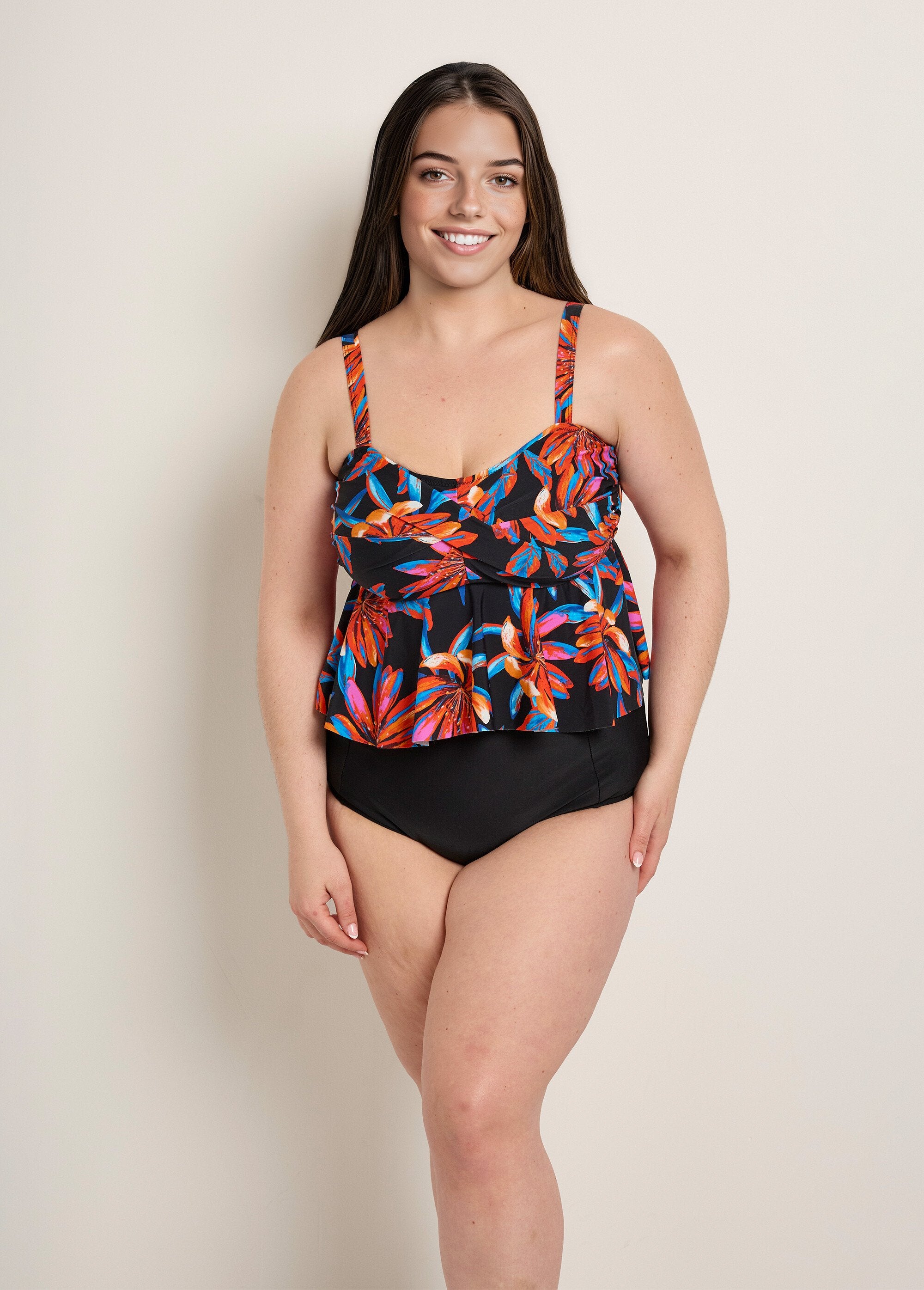 2-piece_tankini_with_draped_effect,_exotic_Black_prints_FA1_curvy