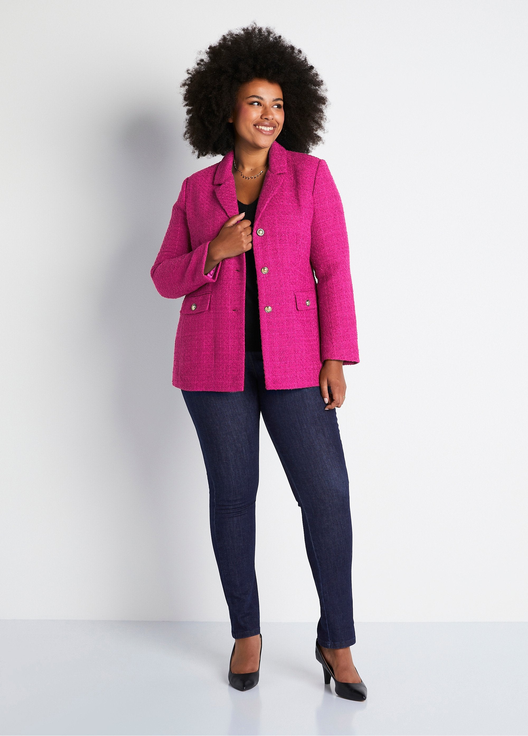 Straight_buttoned_jacket_in_basket_weave_fabric_with_tailored_collar_Fuchsia_SF1_curvy